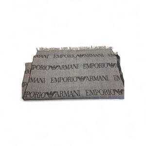 Emporio Armani Black and Gray Logo Scarf